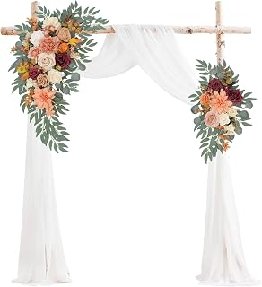Arch Flowers with Drapes Kit (Pack of 3) for Wedding Ceremony Arbor and Reception Backdrop Decoration Wedding Welcome Signs Floral Birthday Party Decoration