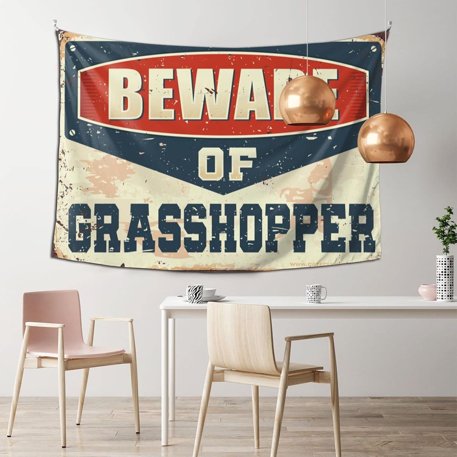 Wall Tapestry For Bedroom Beware Of Grasshopper Tapestry Ceiling Decor Funny Kitchen Decor(75X100CM)