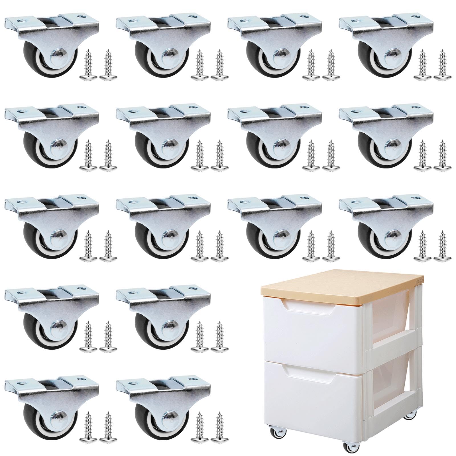 CAIYUANGUANGJIN 12 Pack 25mm Heavy Duty Caster Wheels with Screws, 1 Inch Small Silent Trolley Wheels Castors for Furniture Moving Maximum 15Kg/33lbs Per Unit