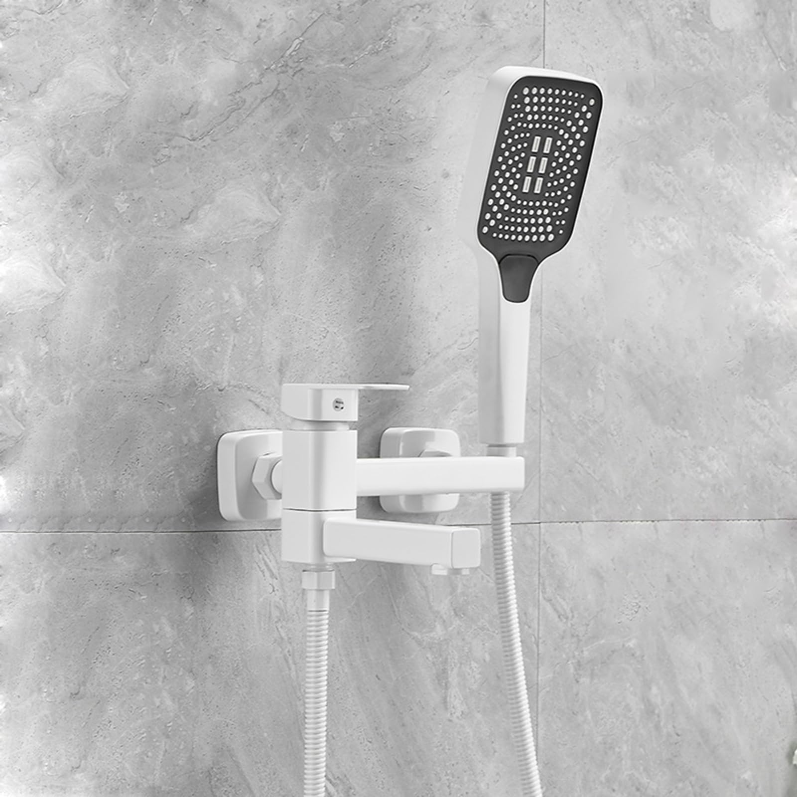 Mélangeur de douche de bain moderne blanc mural à levier unique