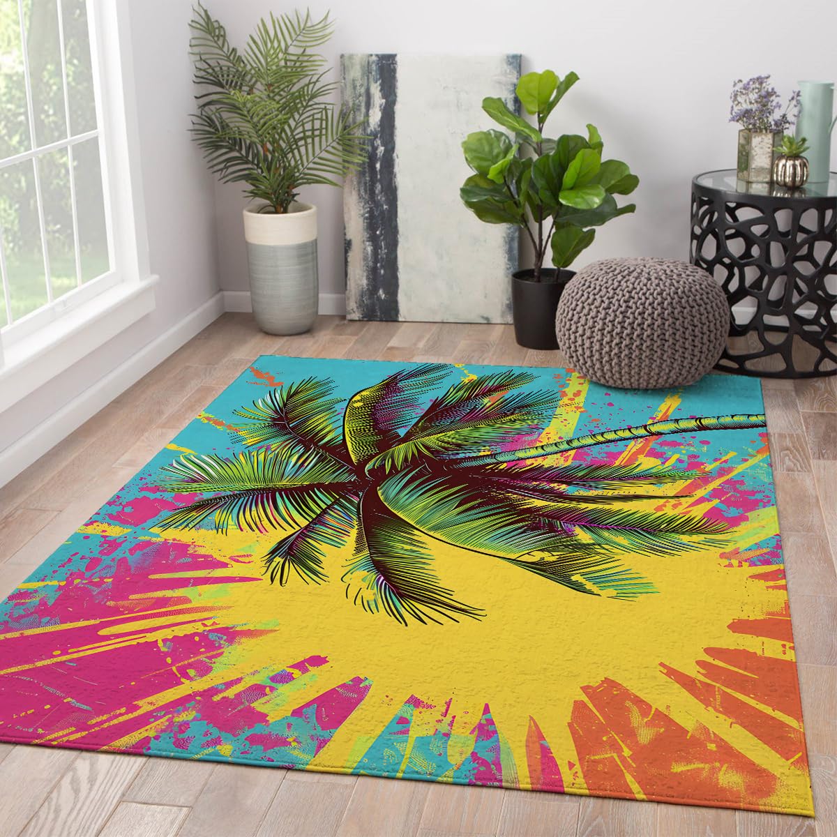 Dywany z palmami do sypialni 90 x 150 cm, nowoczesne dywany