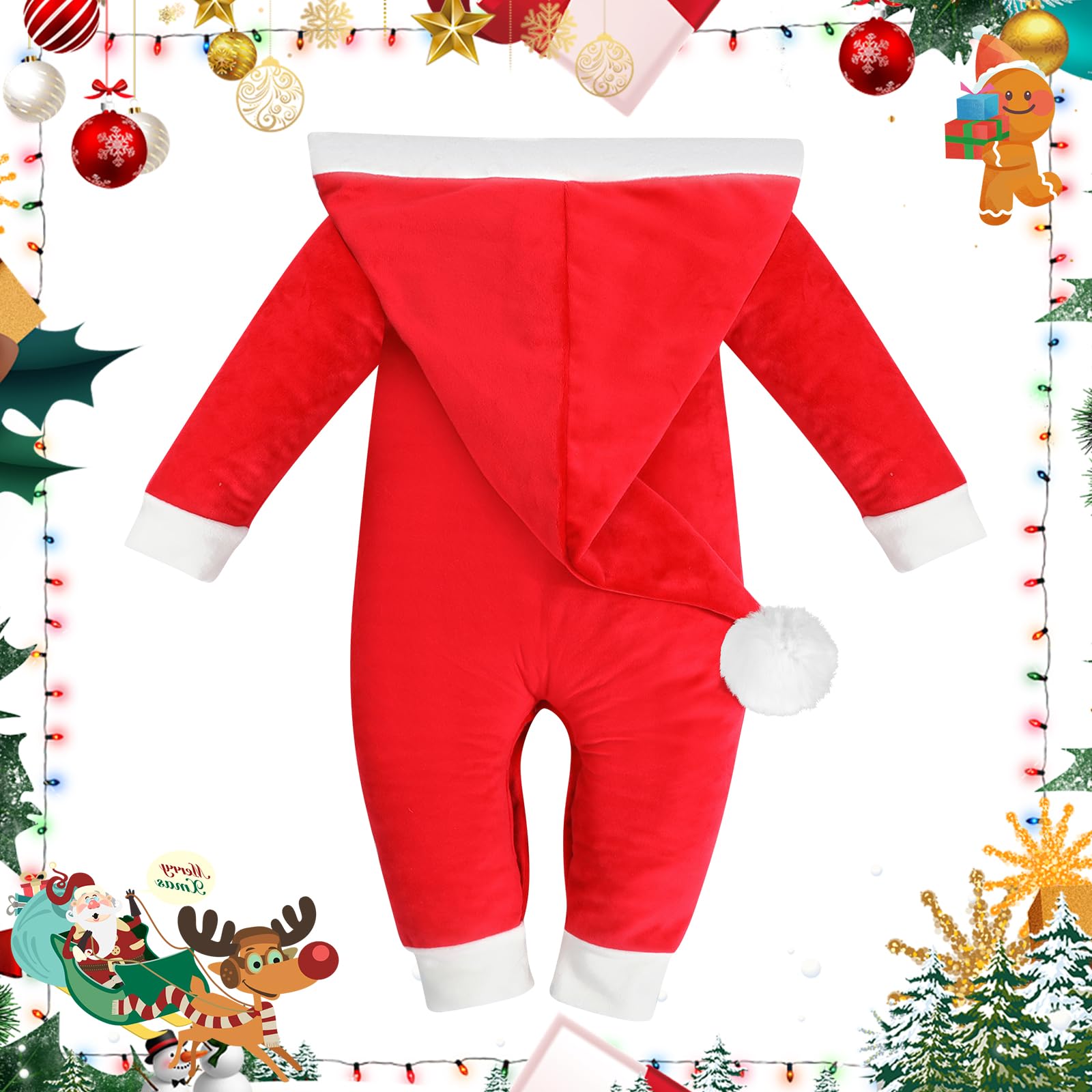 Hifot Pagliaccetto Neonato per Natale, Bambino Ragazze Ragazzi My First Christmas Costume Babbo Natale Bambino 0-18 Mesi Regalo Natale
