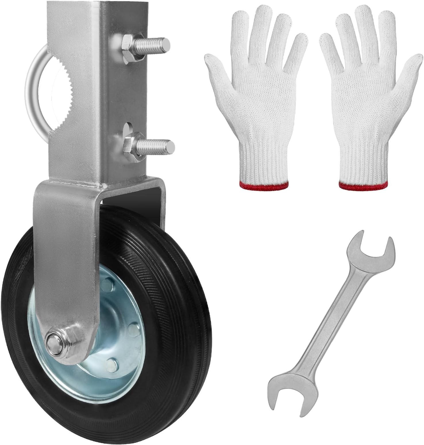 6" Gate Wheel for Supporting Metal Swing Gates with 1-5/8" Thru 2" Gate Frames, Gate Support Caster Wheel for Metal Tube Gate, to Prevent Gate from Dragging for Chain Link Fence (1Pack)