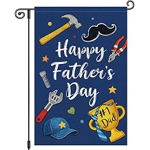 Louise Maelys Happy Father's Day Garden Flag 12x18 Inch, Dad Yard Flag with Tools Design, Double Sided Outdoor Banner Sign for Daddy Papa Grandpa Lawn Porch Decor