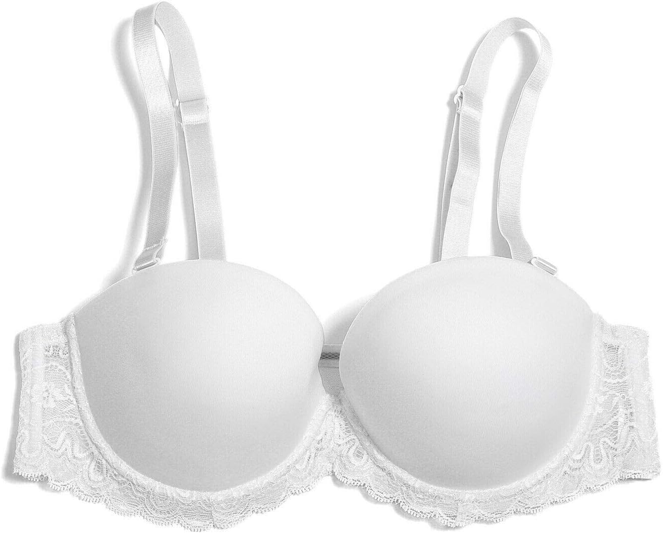 Strapless Clear Back Strap Convertible Bra with Lace Padded Underwired Plus Size Brassiere - Image 4