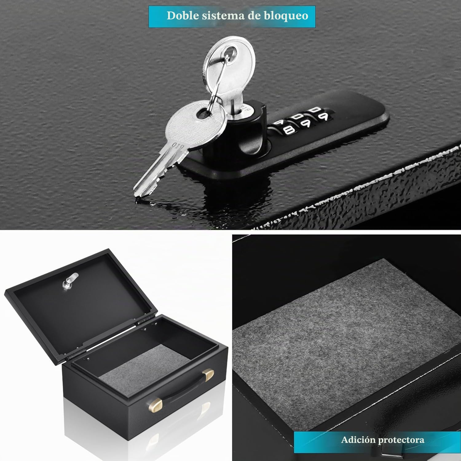 Caja Fuerte Portátil Ignifuga Con Código Numérico y Llave,Caja Fuerte Con Llave,Con Asa,Resistente Al Fuego,Al Agua, Para Dinero En Efectivo,Para Guardar Dinero En Efectivo y Documentos Importantes