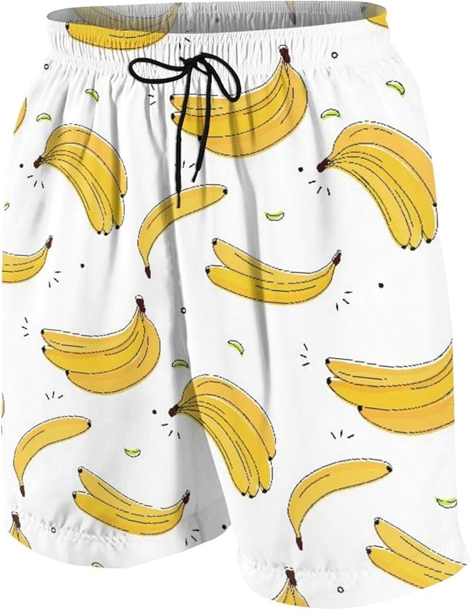 Popsastaresa Men's Personalized Swim Trunks,Vitamin Tasty Bananas