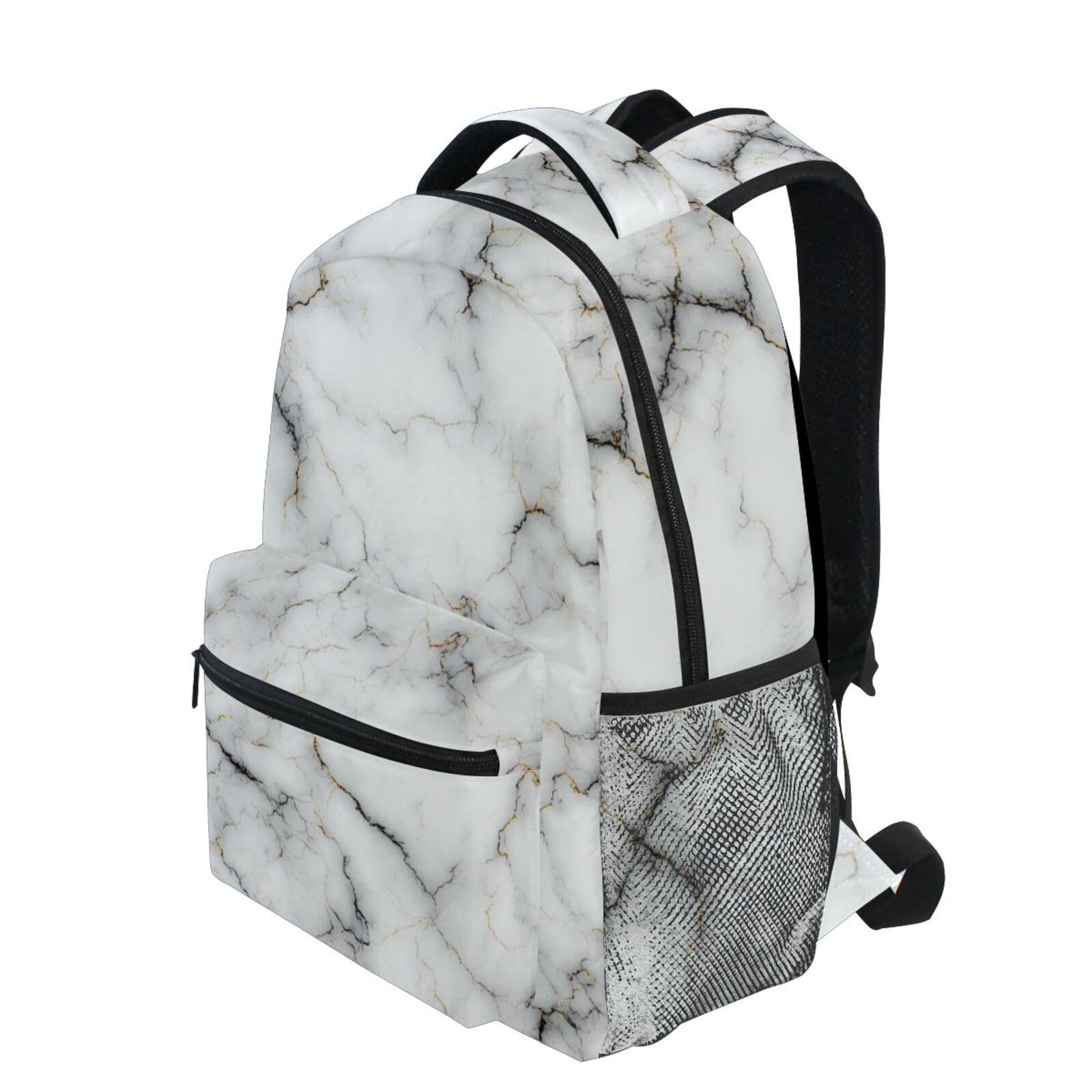 Wamika Marble Backpacks for Girls Kids Boys Griotte Stone School Book Bags Waterproof Student Laptop Backpack Black and White College Carrying Bag Casual Durable Lightweight Travel Sports Day Packs : Clothing