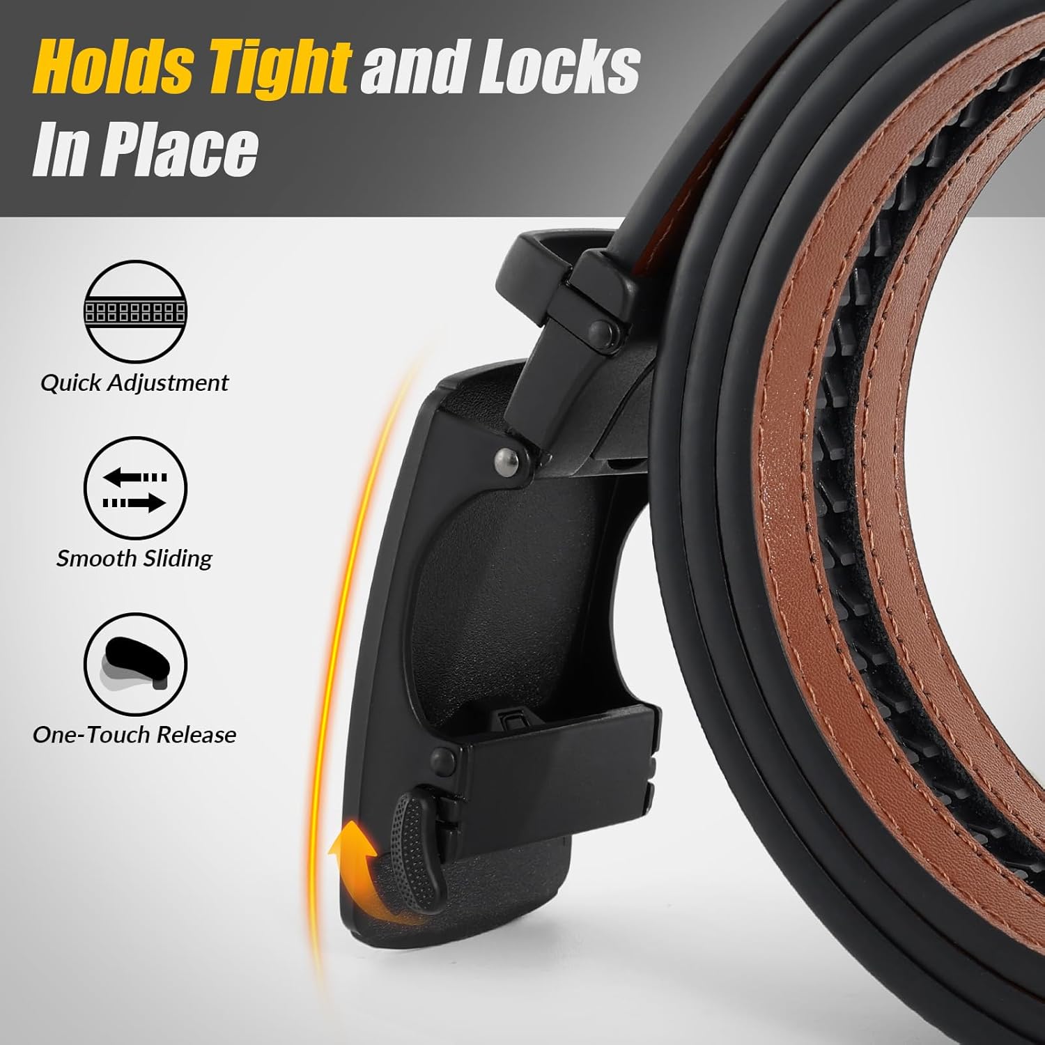 BELTROAD Men Ratchet Belt Buckle Only Replacement Belt Buckle Automatic Click Buckle for 1 3/8" Slide Belt Straps Adjustable - Image 2