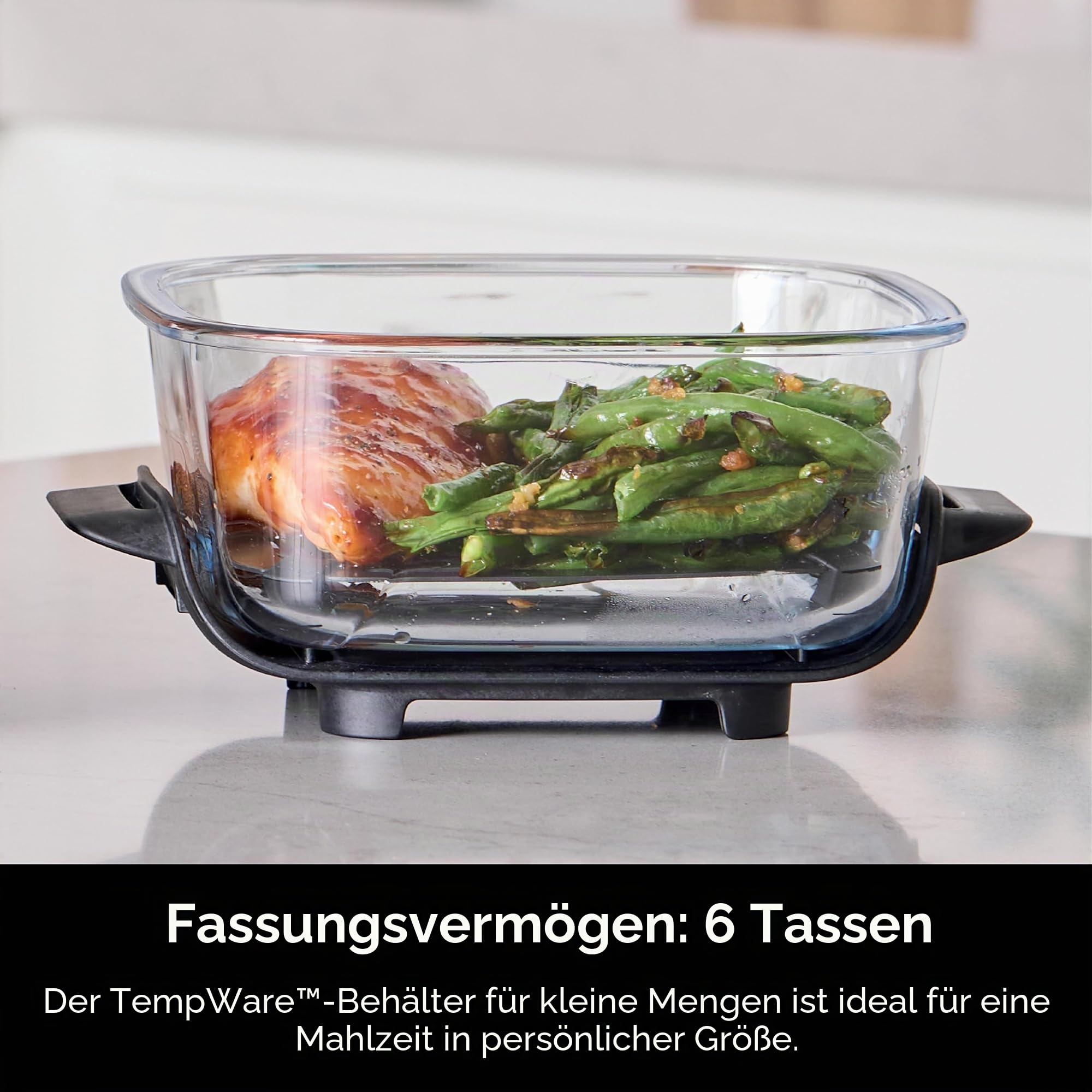 Ninja TempWare Glasbehälter mit auslaufsicherem Aufbewahrungsdeckel, kompatibel Crispi tragbares Kochsystem, mikrowellen-, gefrier- und spülmaschinenfest, PFAS-freie Glaskochfläche | 250 °C, PFAS- und PTFE-frei, mikrowellen-, gefrier- und spülmaschinenfes