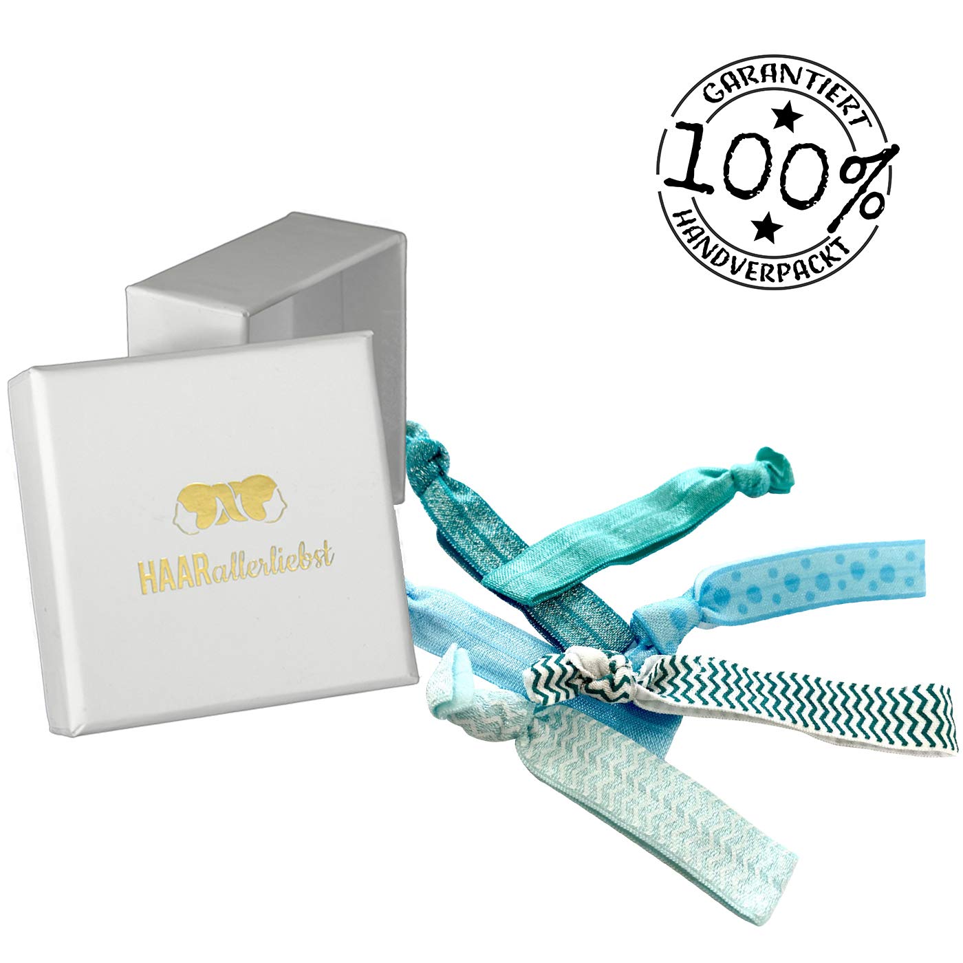HAARallerliebst Elastic Hair Bands, Blue,White, 1 count (Pack of 6) - Image 4