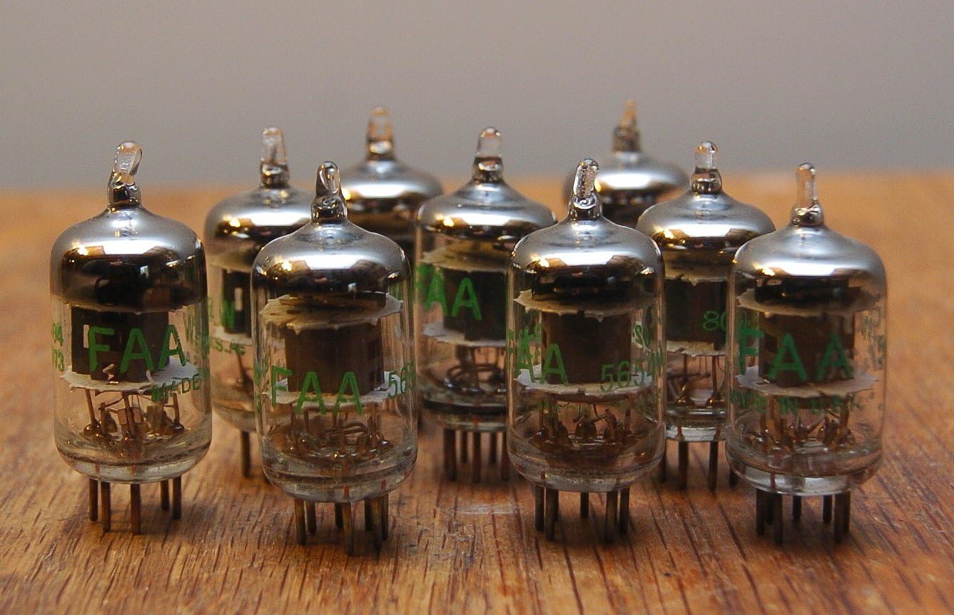 FAA 5654W vacuum tube for audio amplifiers. Quality made by GE. Replaces EF95, 6AK5, 5654, 6J1, 403A. Made in USA