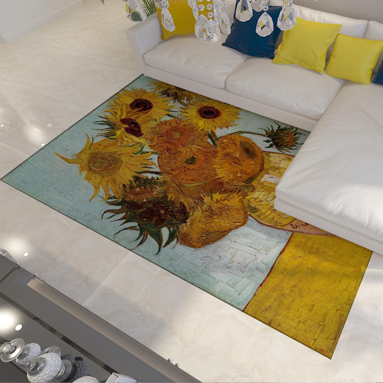 Waschbarer Sonnenblumen Teppich 60x100cm Postimpressionismus