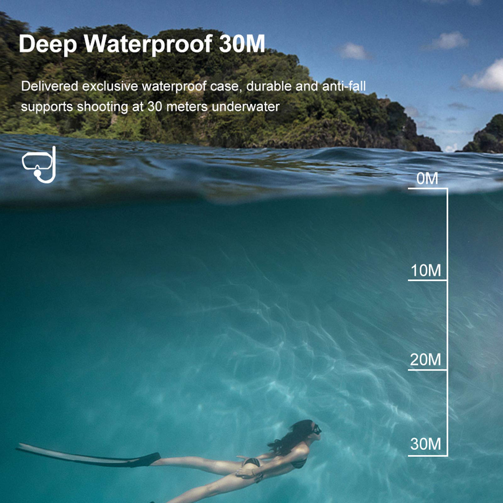 Fotocamera Subacquea Macchina Fotografica Subacquea Touch Screen con Doppio Schermo 4K Fotocamera Subacquea Digitale Impermeabile con Telecomando Wireless per 30 M Sott'Acqua
