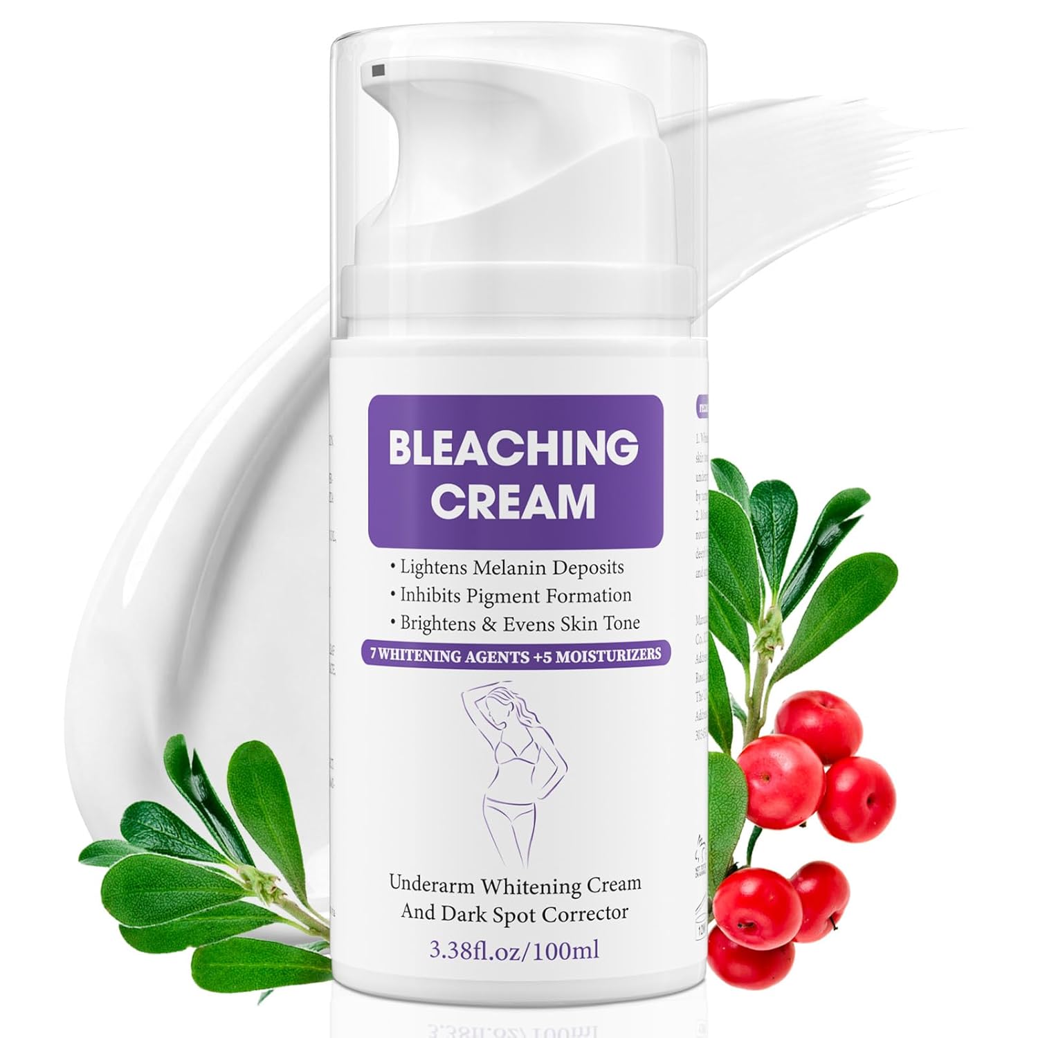 Skin Bleaching Cream, Dark Spot Remover for Face and Body, Hyperpigmentation Relief, Skin Lightening Cream with Vitamin C for Intimate Areas, Underarms, Knees, Elbows & Bikini Line, 3.38fl.oz