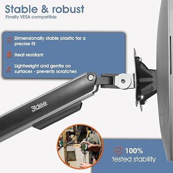 3IDEE VESA Mount Adapter for HP Series 5 PRO (524pf, 527pf, 527pq, 524pu, 527pu, etc.) and E-Series G5 (E24q, E27q, E32k, etc.) - VESA Adapter Bracket 75x75 mm - for Monitors Without VESA Connection