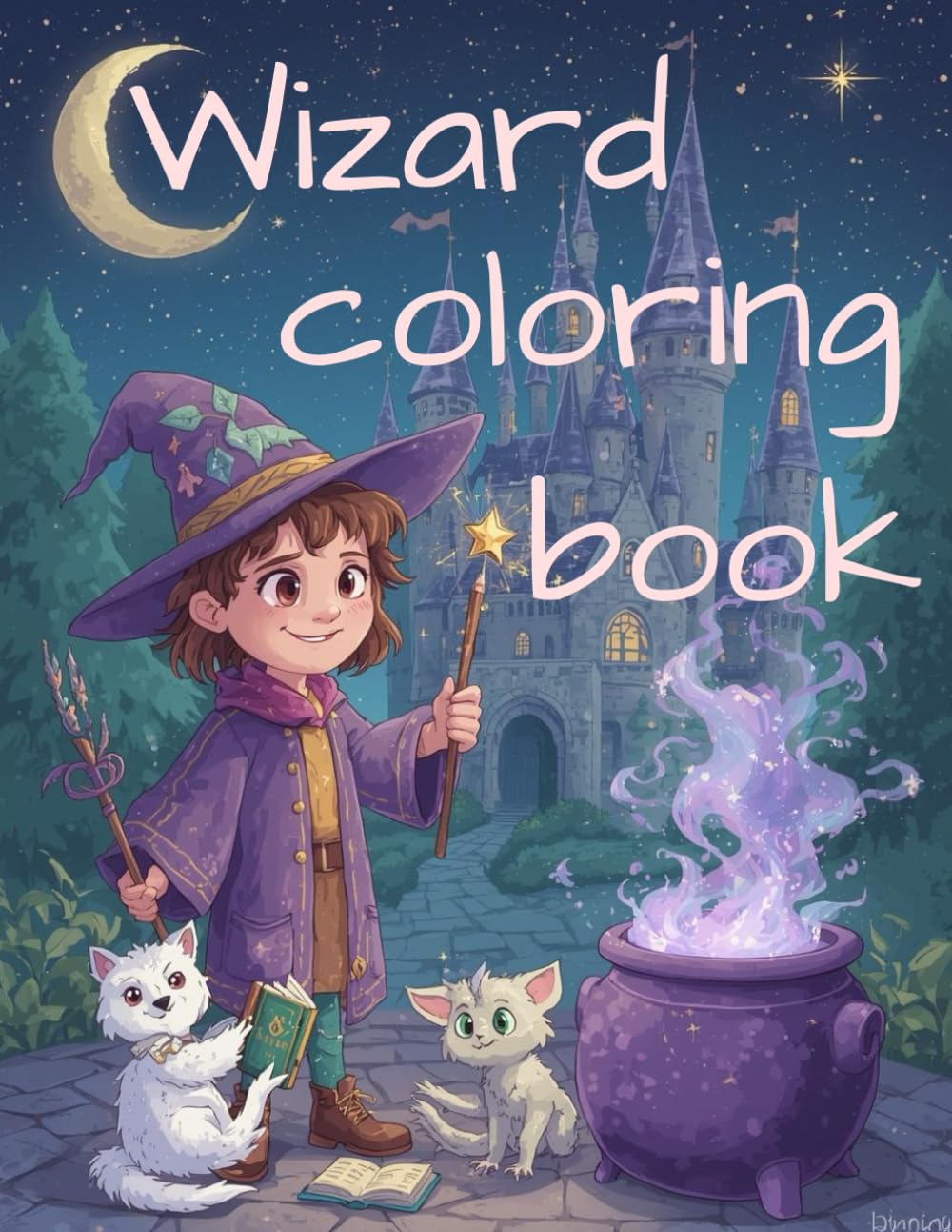 Wizard Colouring Book for Kids Ages 4-8: Fun and Magical Pages with Wizards, Potions, Spells, and Magical Creatures: Wizards - part 1 (Colouring books)