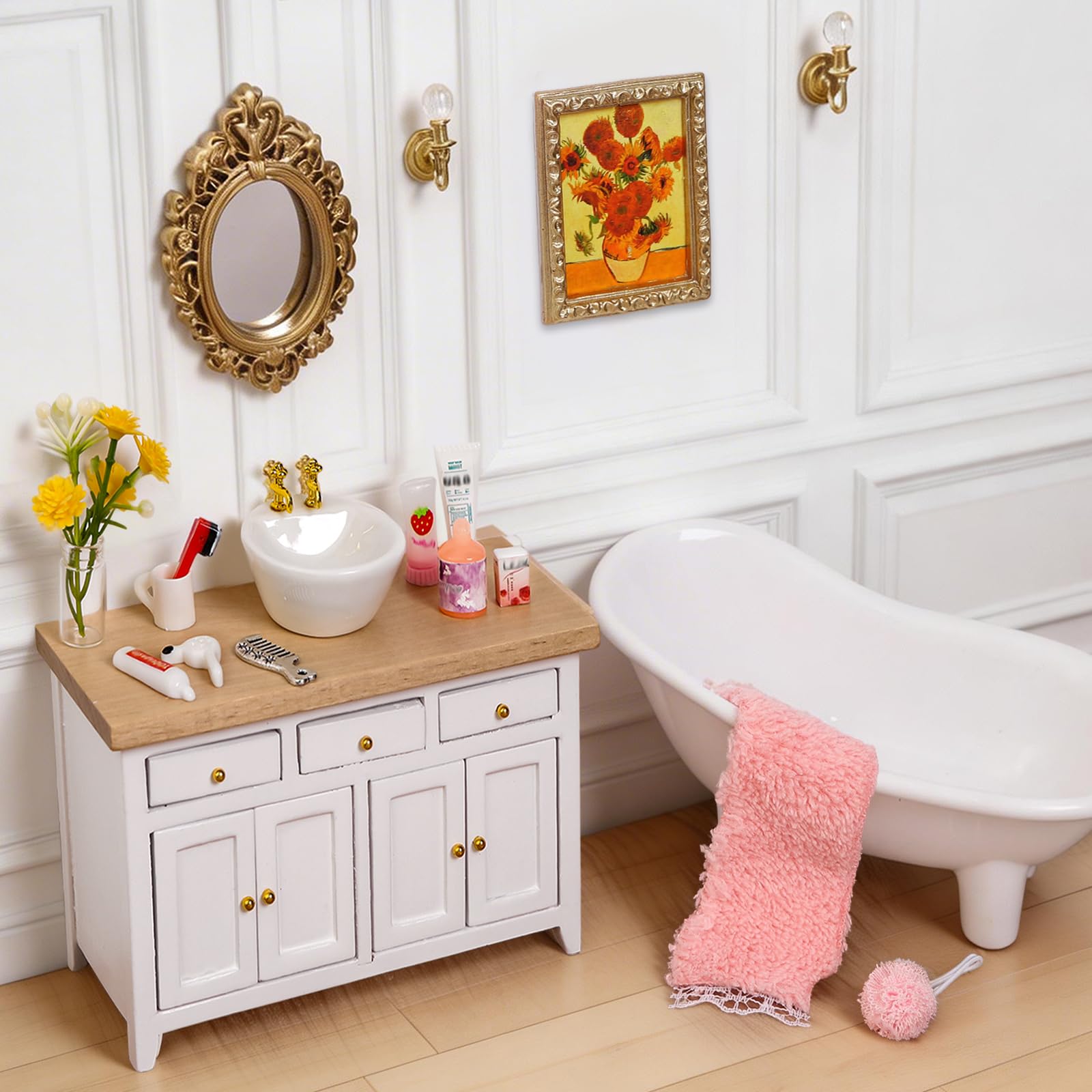 DIYDEC 1:12 Scale Dollhouse Bathroom Set 20pcs Miniature - dollhouse accessories | Mubboo