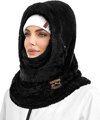 Ski Mask Balaclava for Women Men, Winter Full Face Mask Hooded Scarf for Cold Weather, Warm Fleece Head Cover Neck Warmer