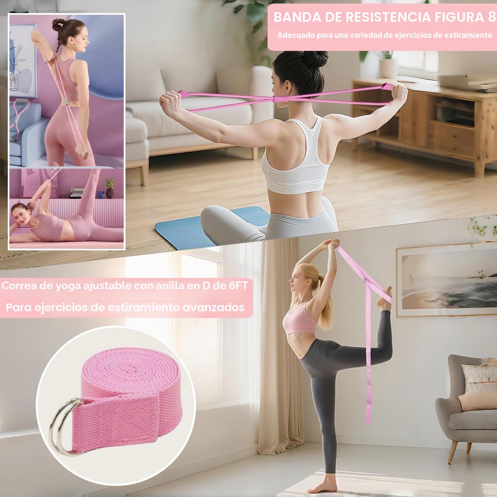 Nuplot Kit esencial de pilates para mujer, mejor kit de yoga y pilates para entrenamientos en casa con anillo de pilates y juego de pelota, bandas de glúteos, banda de resistencia figura 8, bandas de