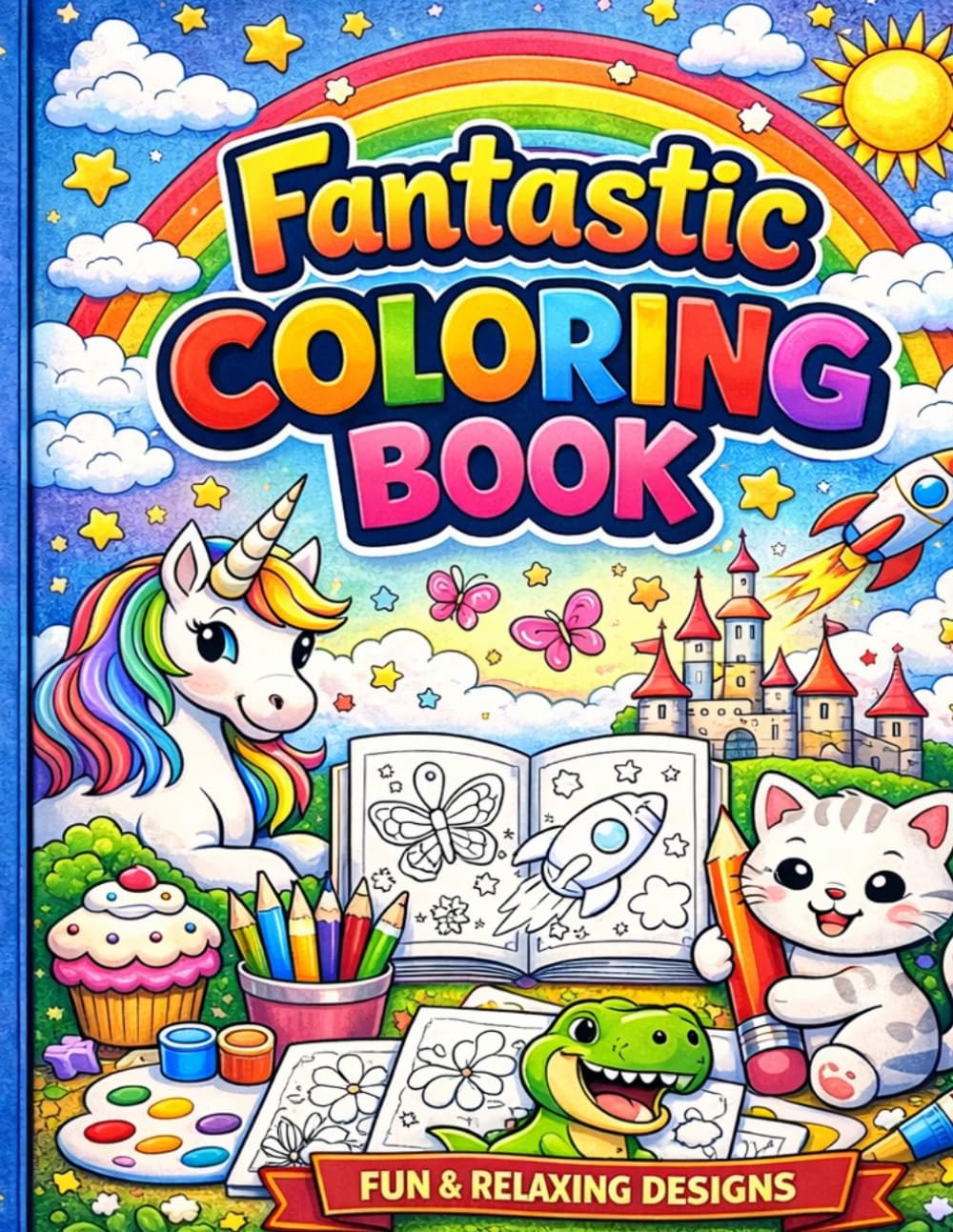 Coloring Book for Kids: Fun, Easy & Relaxing Designs with Animals, Unicorns, and Cute Characters
