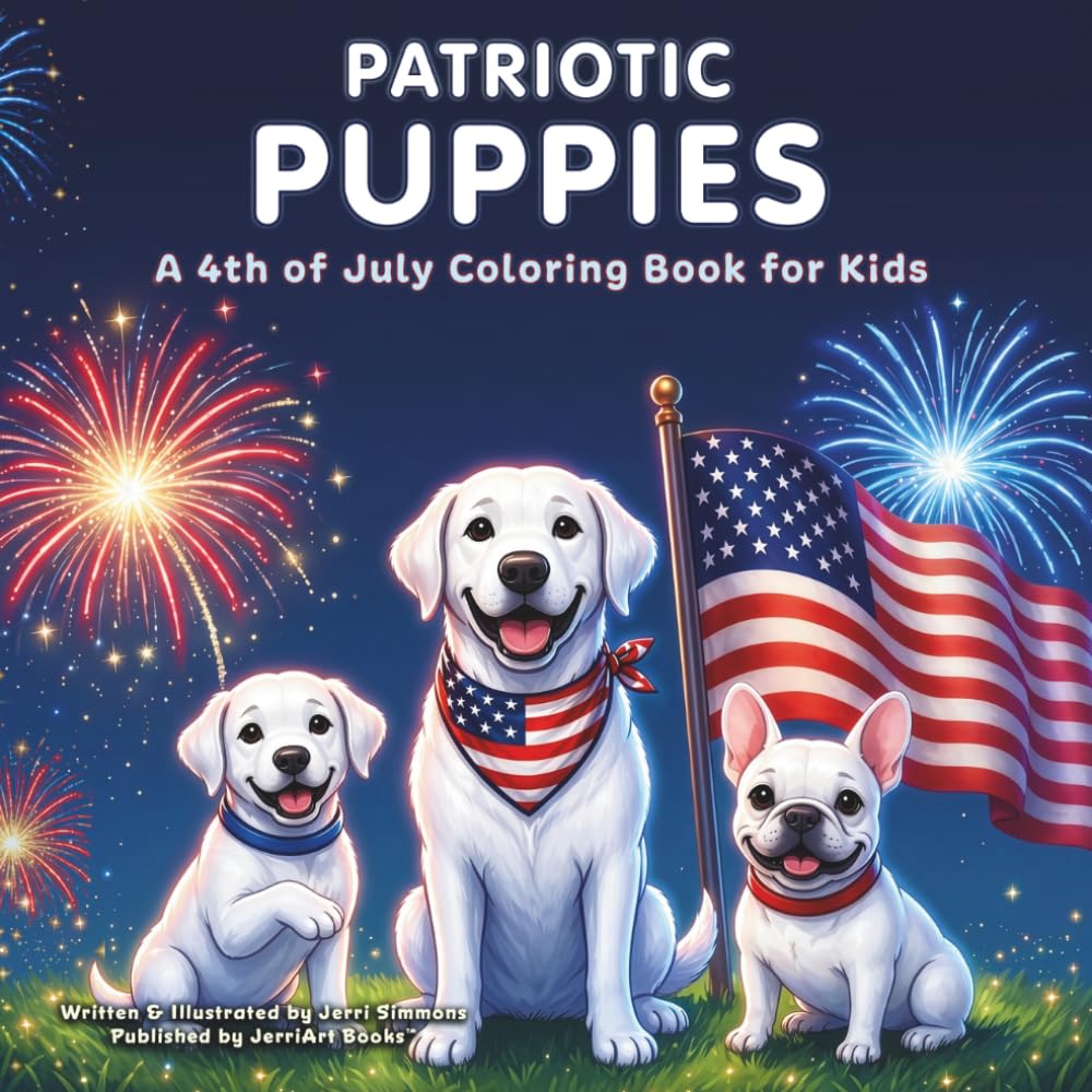 Patriotic Puppies: A 4th of July Coloring Book for Kids: USA 250 Celebration, Fireworks, Flags, Parade Fun, and Easy Coloring Pages for Ages 3–8