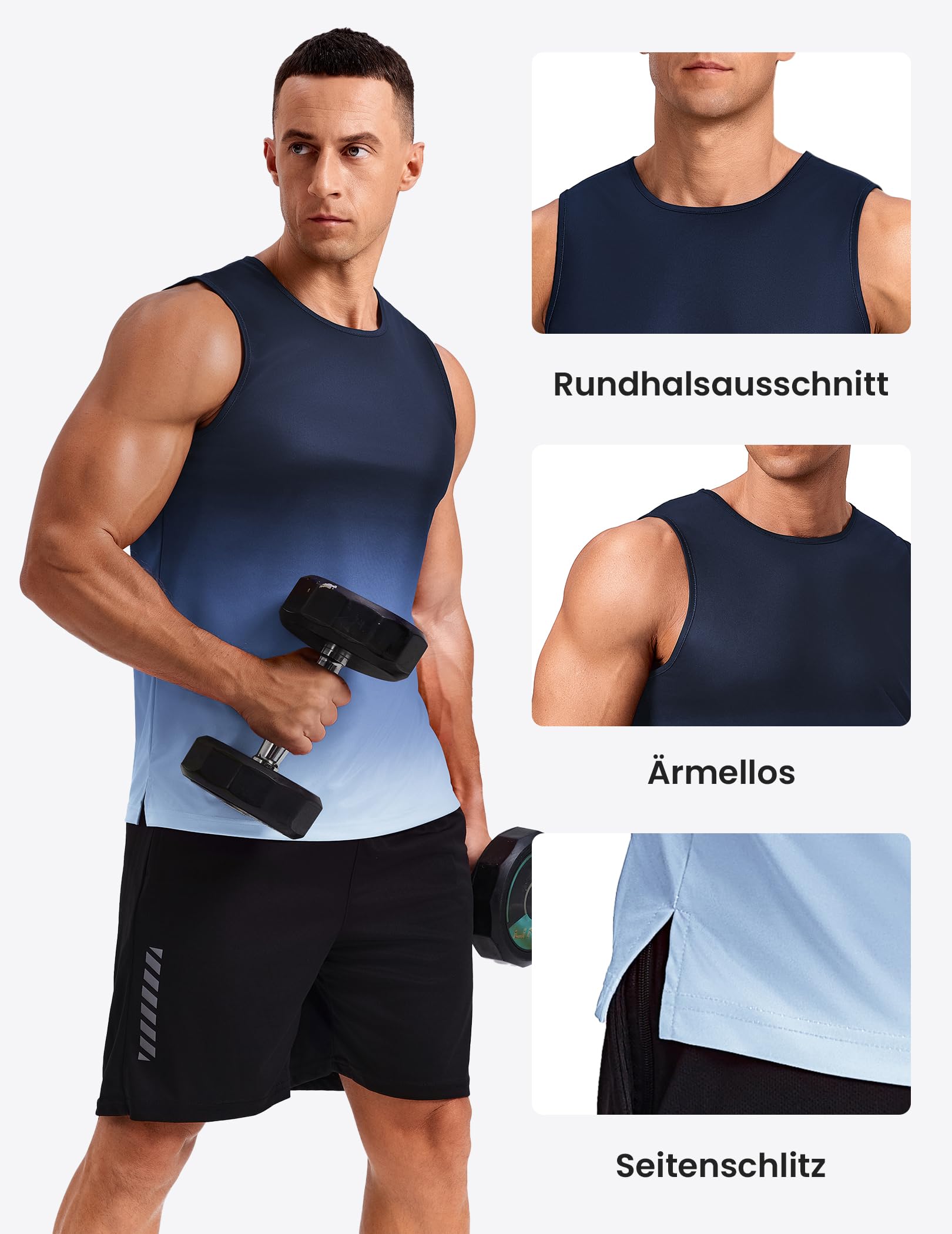 PINSPARK Camiseta de tirantes para hombre, sin mangas, camiseta de entrenamiento, verano, exterior, camiseta funcional - 4