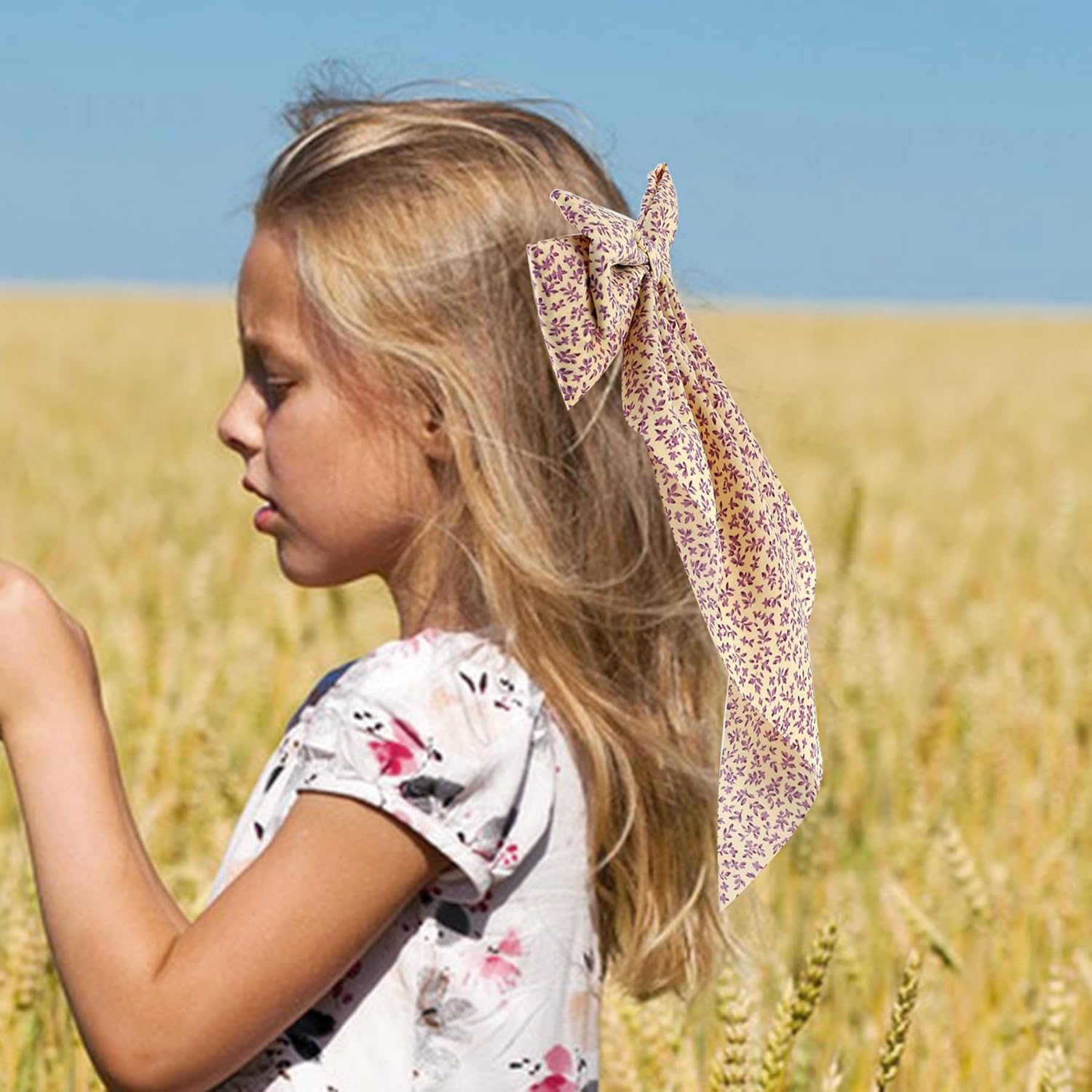 4PCS Floral Big Ribbon Hair Bows, Oversized Long-tail Hair Clips, Large Hair Barrettes, for Women and Girls Hair Styling Accessories, Black, Red, Green, Purple - Image 5