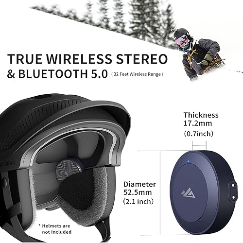 Miniatura 3 de Unigear Altavoces para casco de esquí, auriculares estéreo inalámbricos de snowboard con audio HDR, auriculares compatibles con cualquier casco de