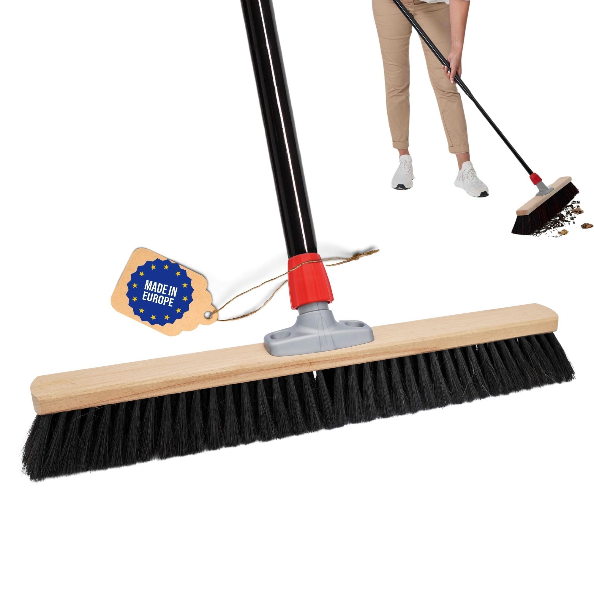 Novaliv Escoba grande con mango de 100 cm, cerdas sintéticas, ideal como escoba de taller, escoba industrial, escoba para el hogar, escoba para el pelo, escoba grande
