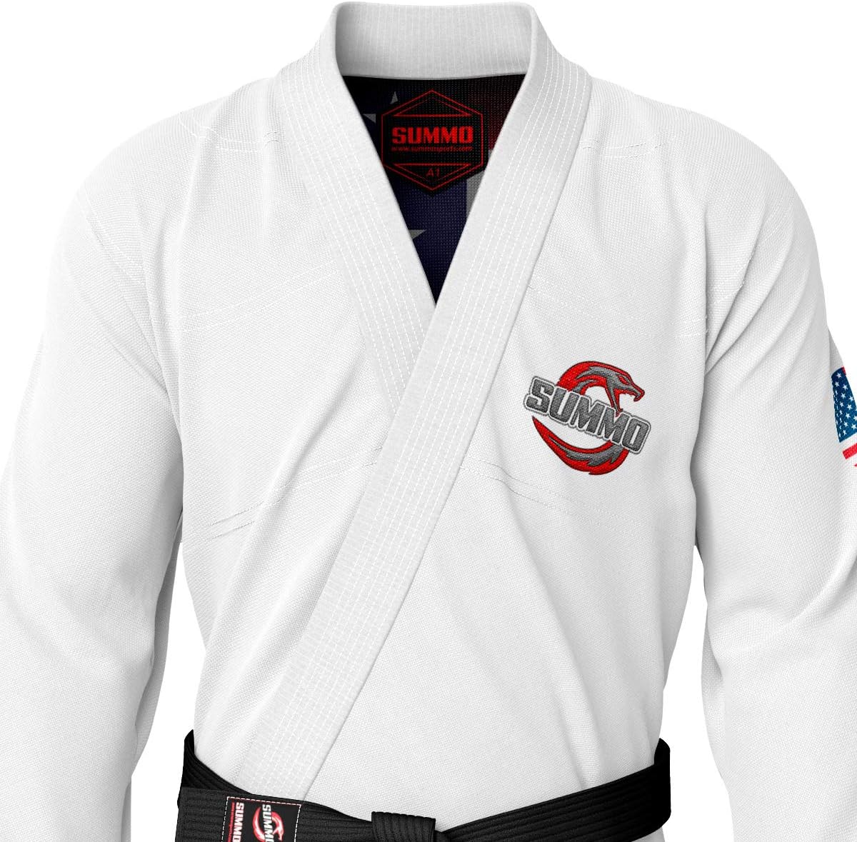 Premium American White Sublimation Brazilian Pearl Weave Jiu Jitsu Gi - Built in Rash Guard - with Rash Guard Lining (BJJ GI)