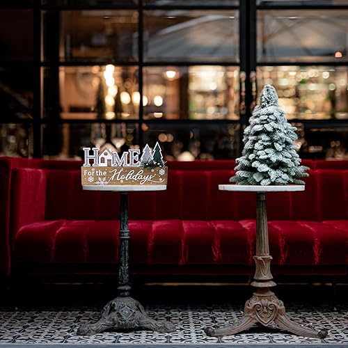 Miniatura 6 de Bloques de señalización navideña de madera, decoración de mesa con cita para el hogar, señal de bloque de centro de mesa de Navidad con copo de