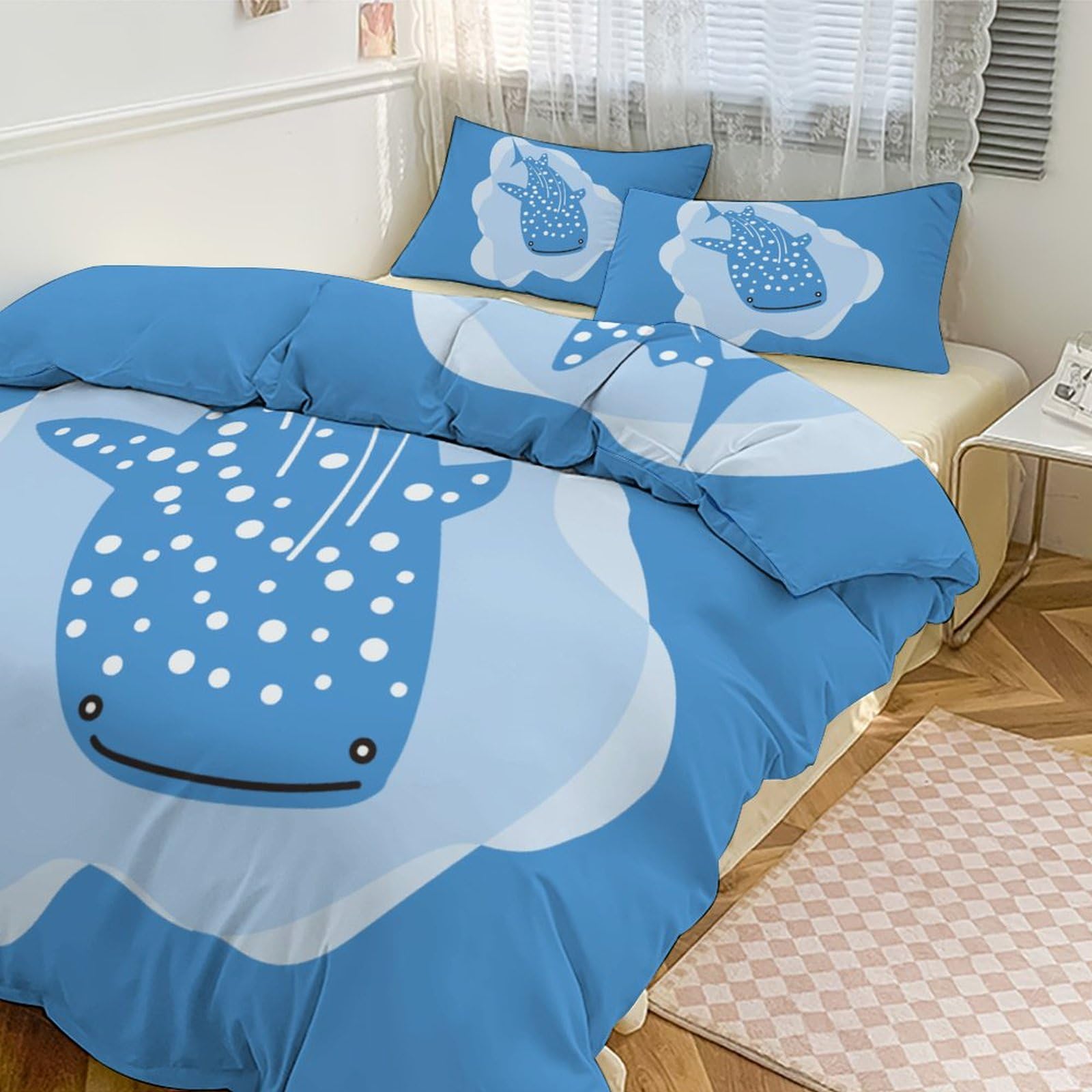 Erosebridal サメの寝具セット 掛け布団カバー 子供 キッズ Amazon.co.jp: サメの魚柄 子供用掛け布団カバーセット フル寝具