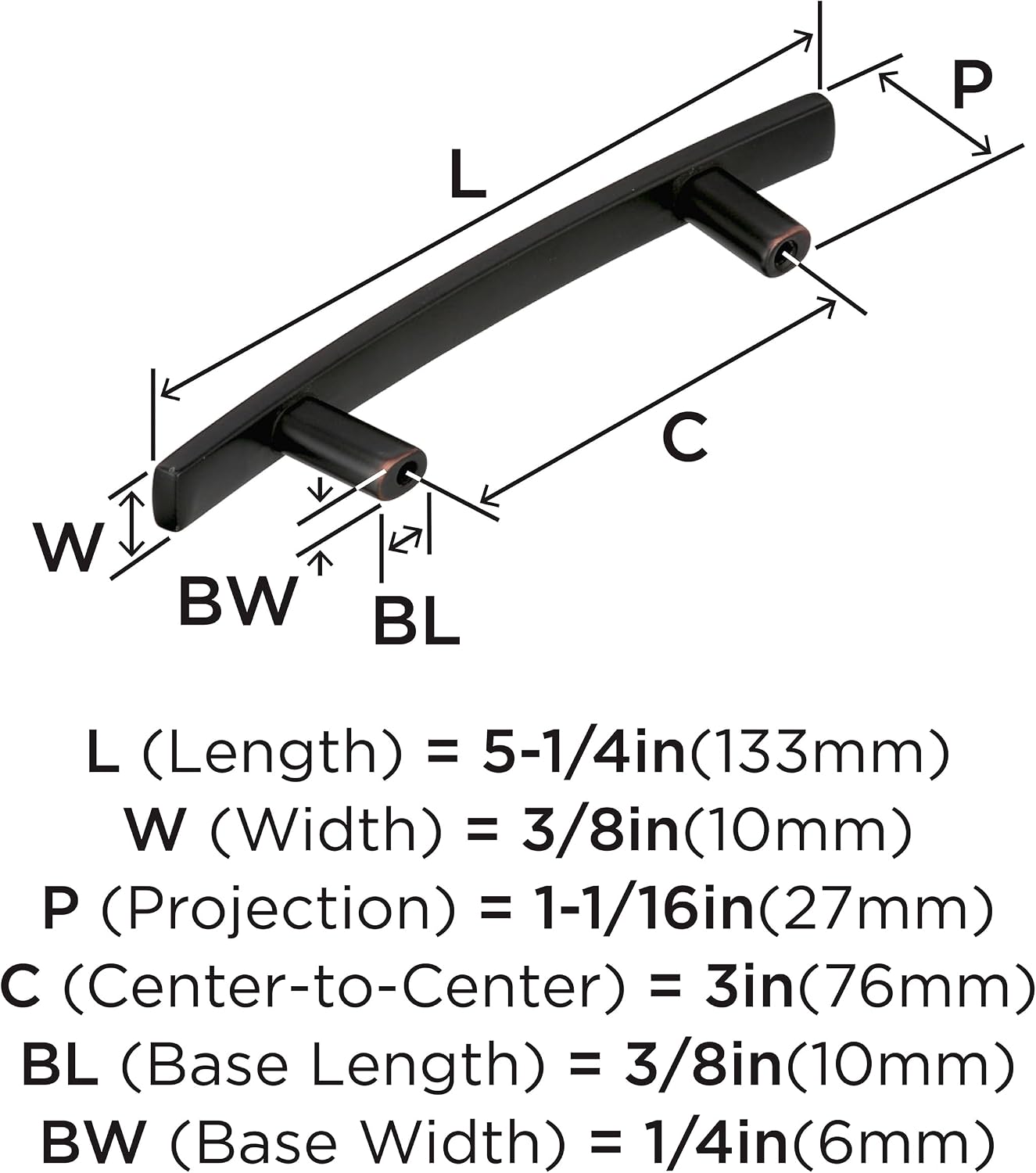 Amerock | Cabinet Pull | Oil Rubbed Bronze | 3 inch (76 mm) Center to Center | Cyprus | 1 Pack | Drawer Pull | Drawer Handle | Cabinet Hardware
