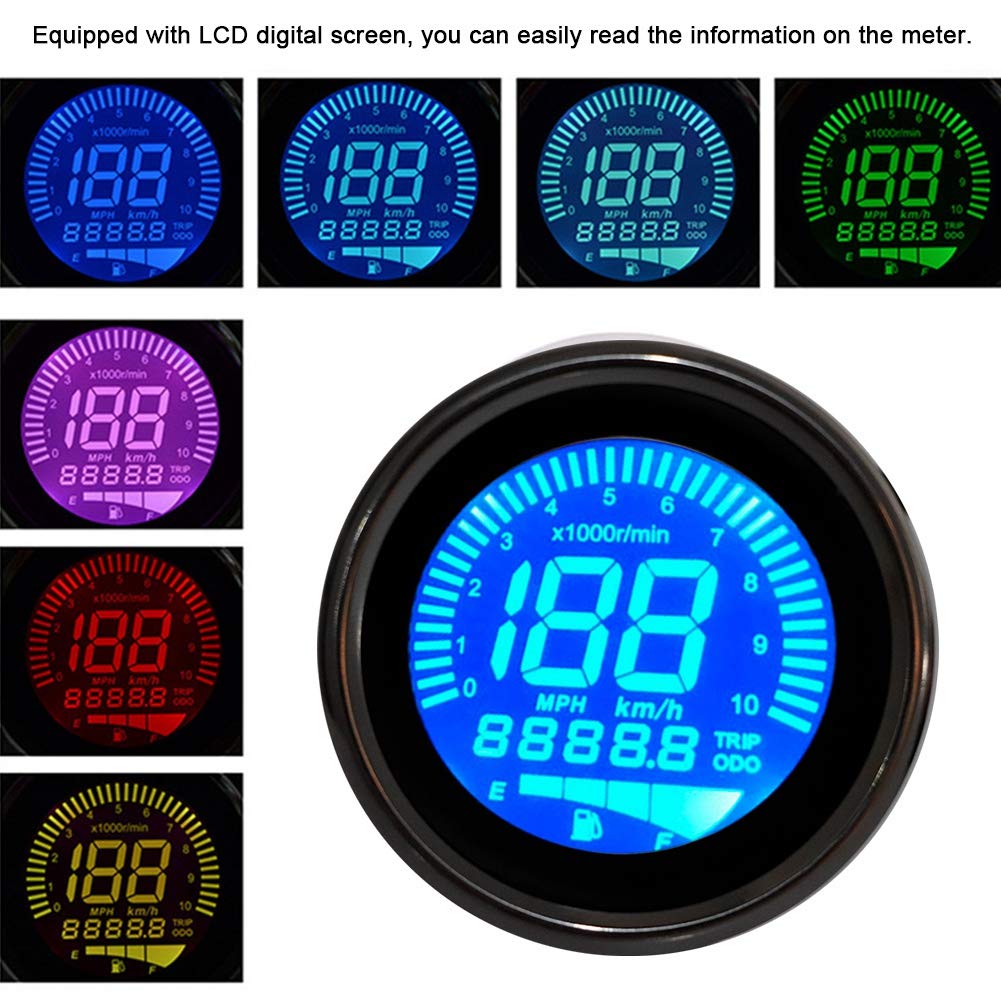 Universal Motorcycle Speedometer and Tachometer Combo, Silver Plating Display Dashboard Meter for Cruiser Dirt Bike ATV Motorcycle Parts Accessories