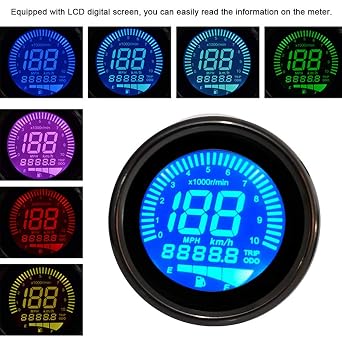 Universal Motorcycle Speedometer and Tachometer Combo, Silver Plating Display Dashboard Meter for Cruiser Dirt Bike ATV Motorcycle Parts Accessories