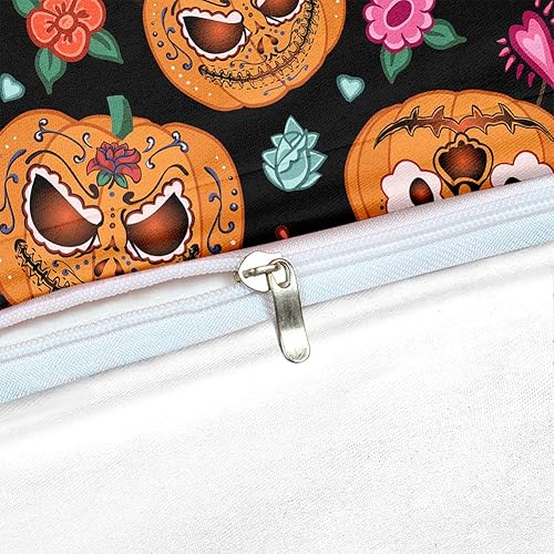 Miniatura 27 de Pumpkin Bedding Halloween Duvet Cover Set Funny Evil Pumpkin Pattern Design Black Halloween Bedding Set Queen 1 Duvet Cover 2 Pillowcases