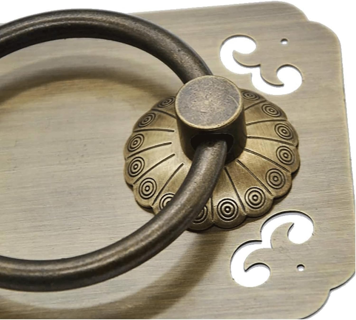 TIST Iron Door Knocker Brass Antique Style Door Knock Wall Art Decorative Door Handle for Home Front Door Door Ring Knocker Surface-Mounted Installation(Bronze)