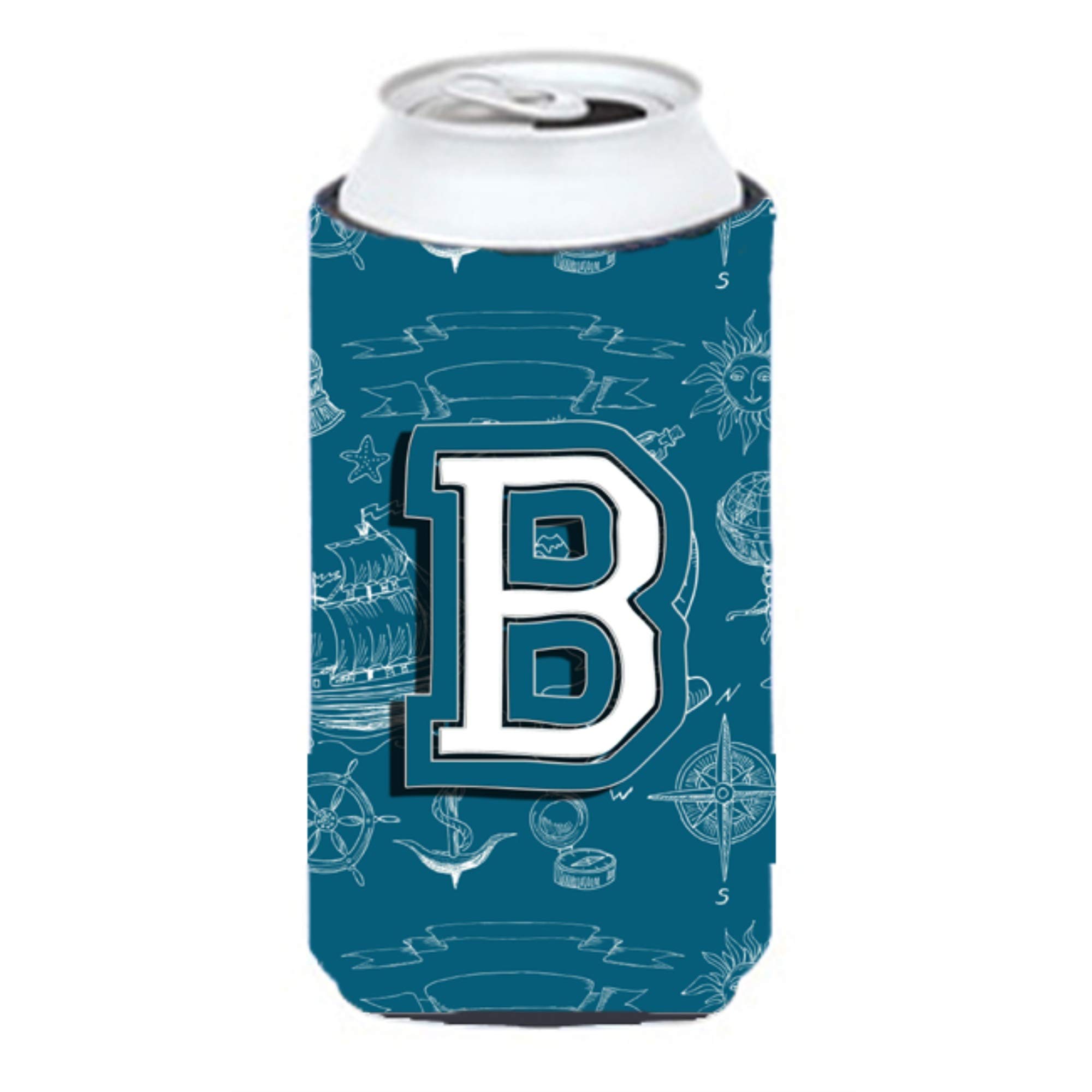Caroline's Treasures Letter B Sea Doodles Initial Tall Boy Hugger cold-beverage-koozies, Multicolor