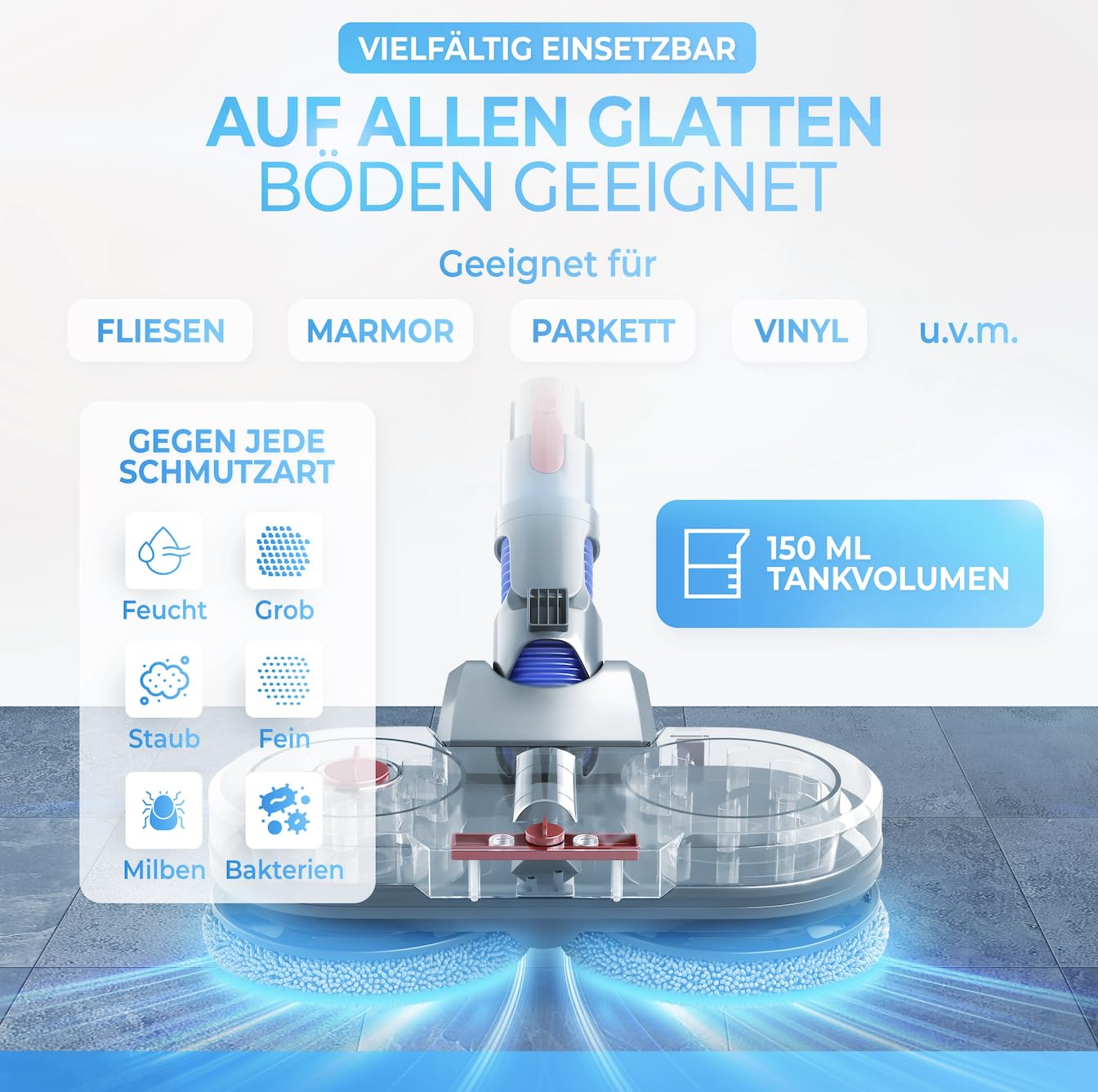 Zwycięzca testu – nasadka do wycierania do Dyson V7/V8/V10/V11/V15/Gen5 – odkurzacz elektryczny – nakładka na mop – odkurzacz na mop – na mokro i sucho – ze zdejmowanym zbiornikiem na wodę