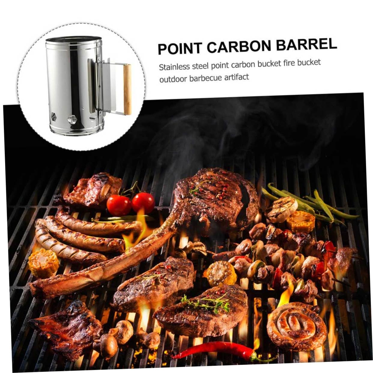 balacoo 1Pc Fire Starter Chimney for Charcoal BBQ Quick Ignition Tool for Outdoor Cooking for Grills Tailgate Parties and Camping Trips