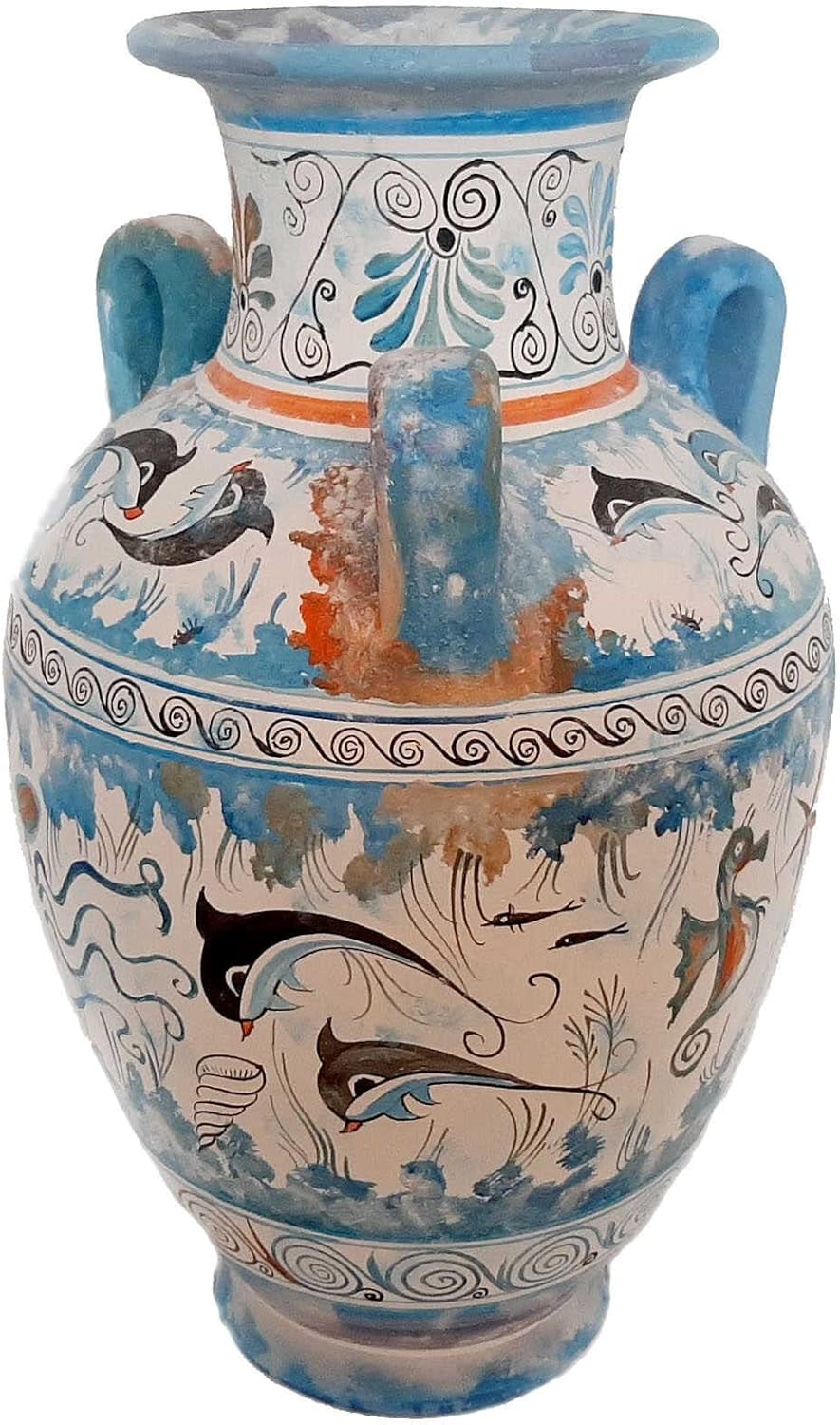 Minoan Art Pottery Vase, Amphora with 3 Handles 32cm