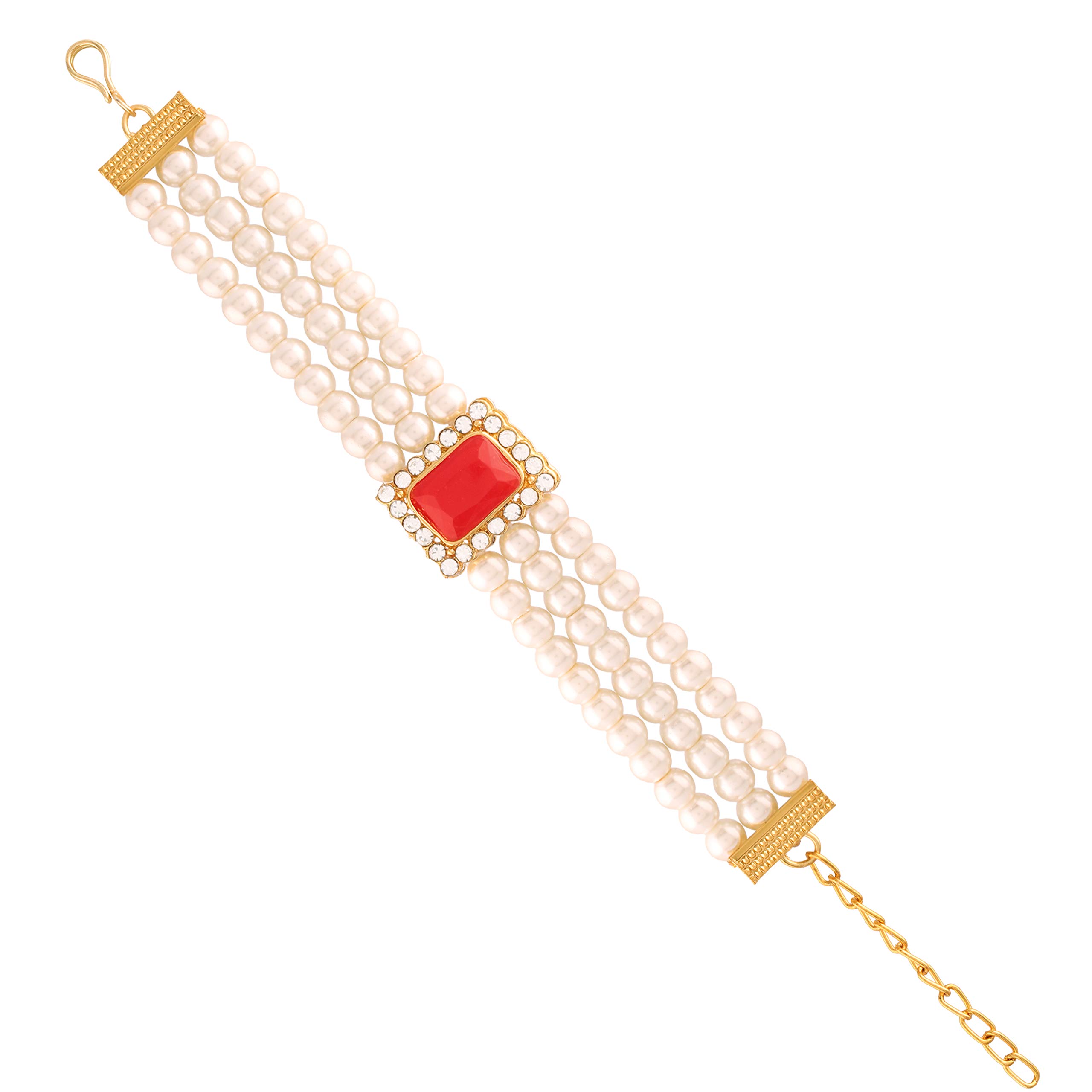 I Jewels 18K Gold Plated Traditional 3 Layered Emerald Stone Beaded Pearl Bracelets For Women/Girls (ADB237R) (Pack of 1) (B08Z857M39) Amazon Price History, Amazon Price Tracker