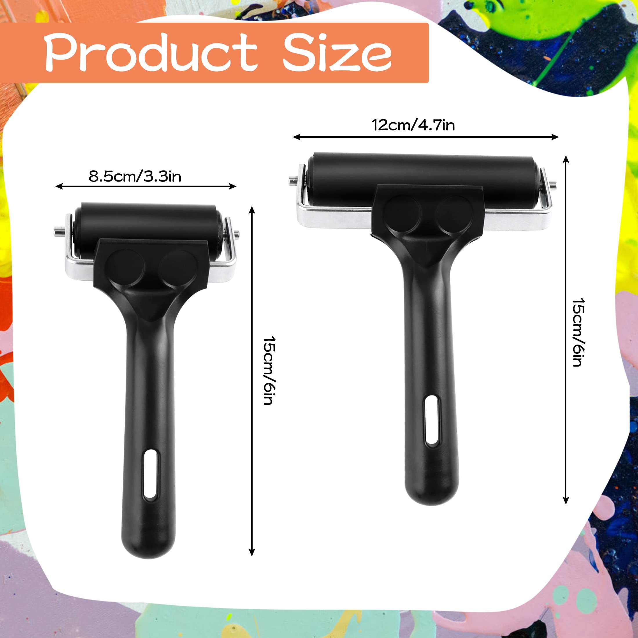 3er Set Silikon Andrückwalzen - 3,5cm/6cm/10cm Für Druck & Handwerk