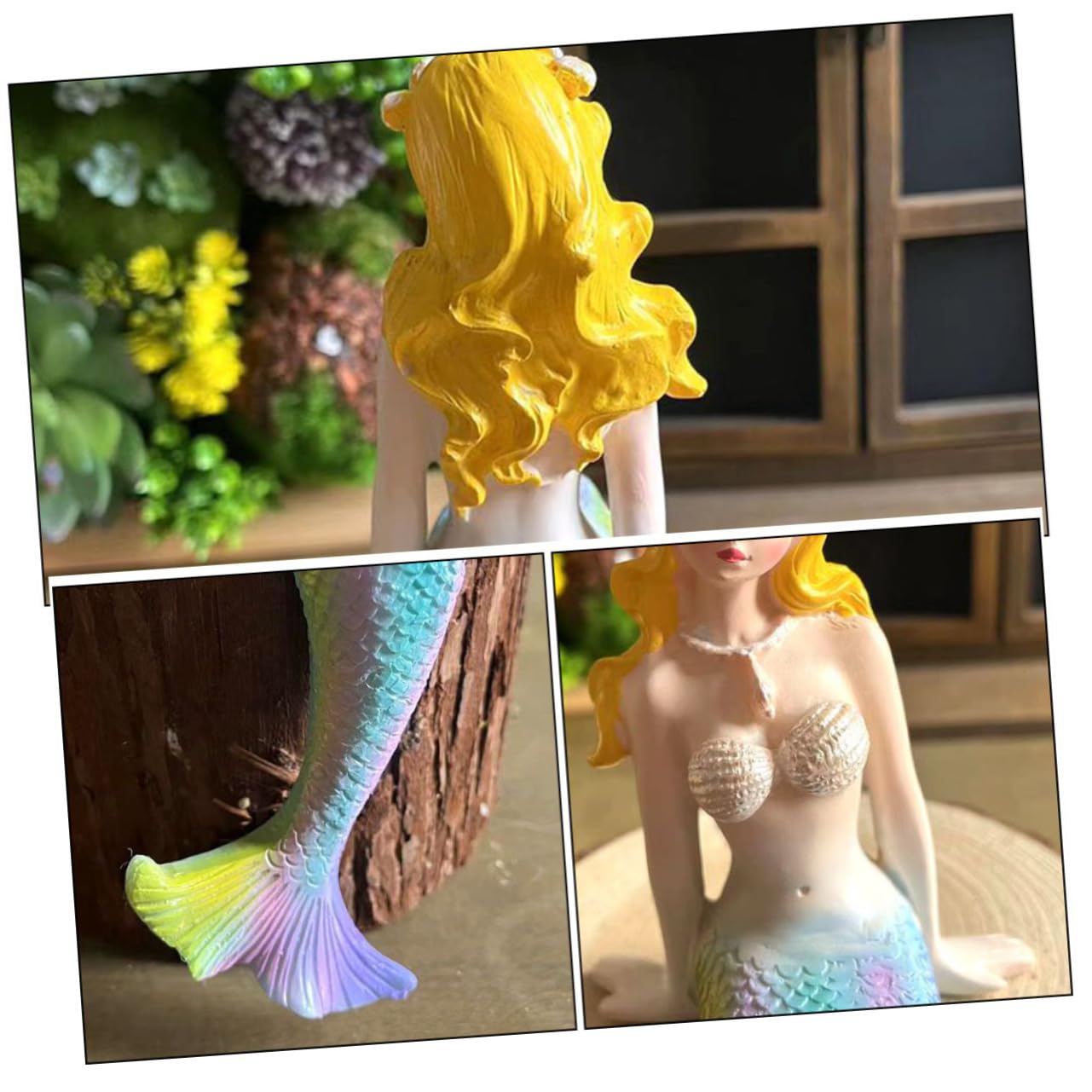 Amazon.co.jp: Lurrose 繊細な樹脂製マーメイド像 水族館用装飾 家庭用