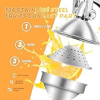 Vista 2 de Moongiantgo Exprimidor manual comercial, extractor de exprimidor de cítricos a mano con 2 bolsas de frutas reutilizables, fácil de limpiar