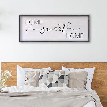 Home Sweet Home Wood Wall Sign: 40 x 15 Inch Large Wooden Framed Wall Decor with Text, Horizontal Wood Frame Wall Art for Living Room, Entryway, Farmhouse Style Home Decor
