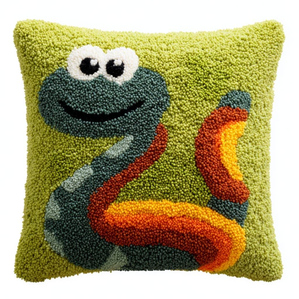 Wallustrioaw Unisex Latch Hook Pillow Kits C Latch Hook Pillow Kit -Snakes 43X43cm Embroidery Art Craft Kit All Ages