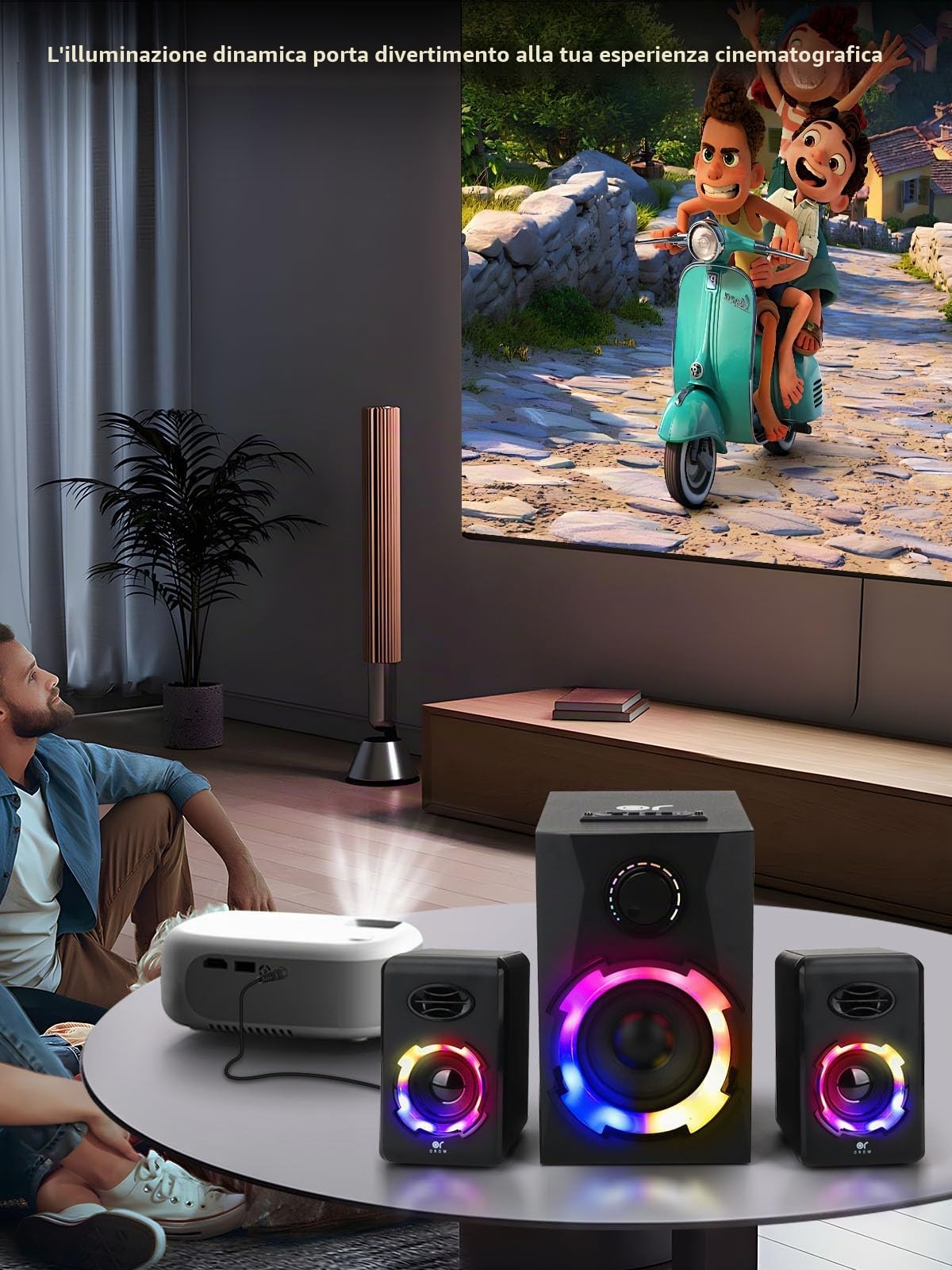OR O R O W OROW Altoparlanti per computer, 40W AC,Casse PC Con Subwoofer,Luci LED Sincronizzate con Musica,Supporto Bluetooth/USB/TF/3.5mm, Altoparlanti per PC/Desktop/Monitor/Portatile/TV/Tel