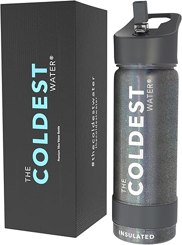 Miniatura 86 de Coldest - Botella de agua deportiva con tapa con popote y asa, a prueba de fugas, de acero inoxidable con aislamiento al vacío de doble pared,